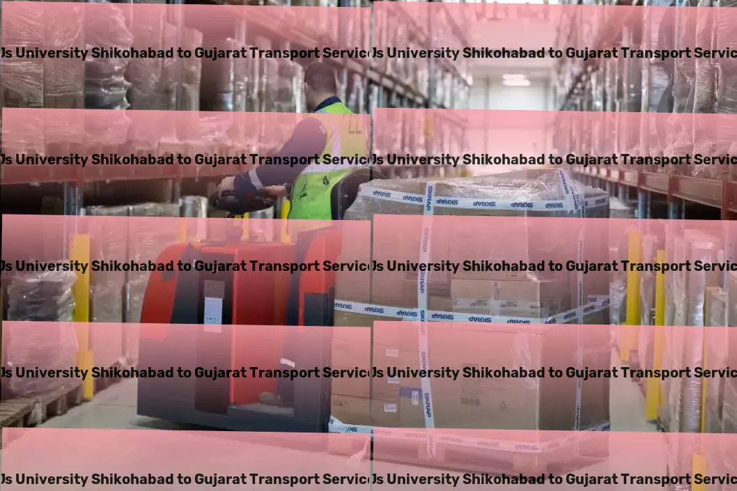 Js University Shikohabad to Gujarat Transport The epitome of precision and care in Indian transportation services! - Advanced logistics networks